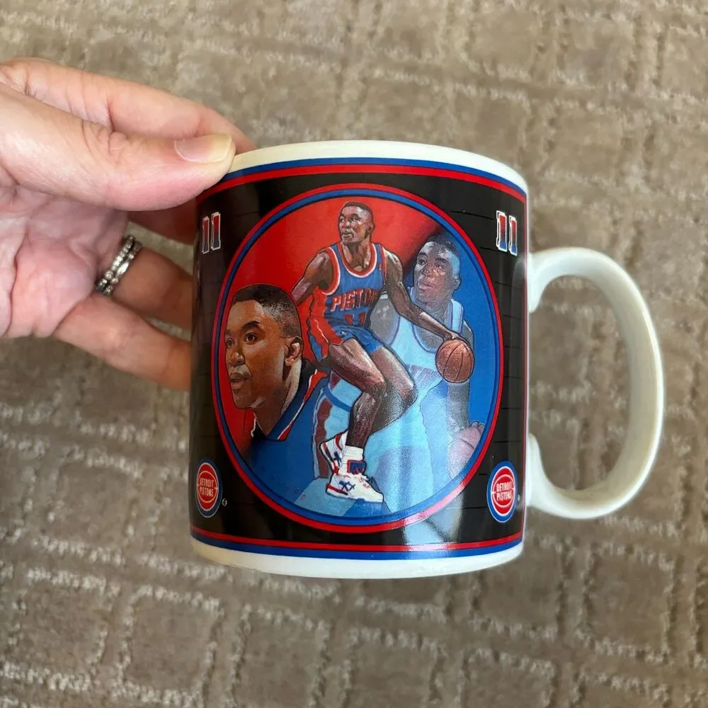 VTG Joe Dumars Isiah Thomas Detroit Pistons Coffee Mugs Limited Edition Licensed